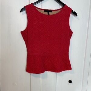 BCBGMaxAzria Fae Textured Red Berry Peplum Blouse - Sleeveless - Medium